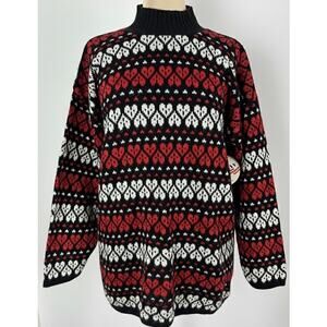 Vintage NWT Novelty Sweater Size Large Hearts Christmas Made in USA Valentine's